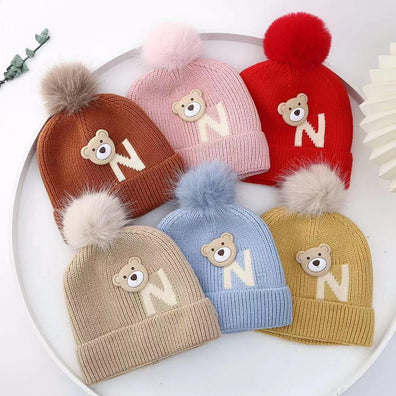 Red Baby Bear Knitted Warm Winter Wool Cap (6 Months -3 Years) CP5086B